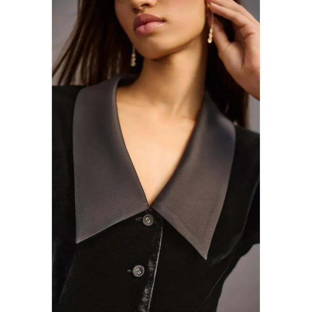 Favorite Daughter The Dynasty Long Sleeve Velvet Shirtdress - Picture 3 of 11
